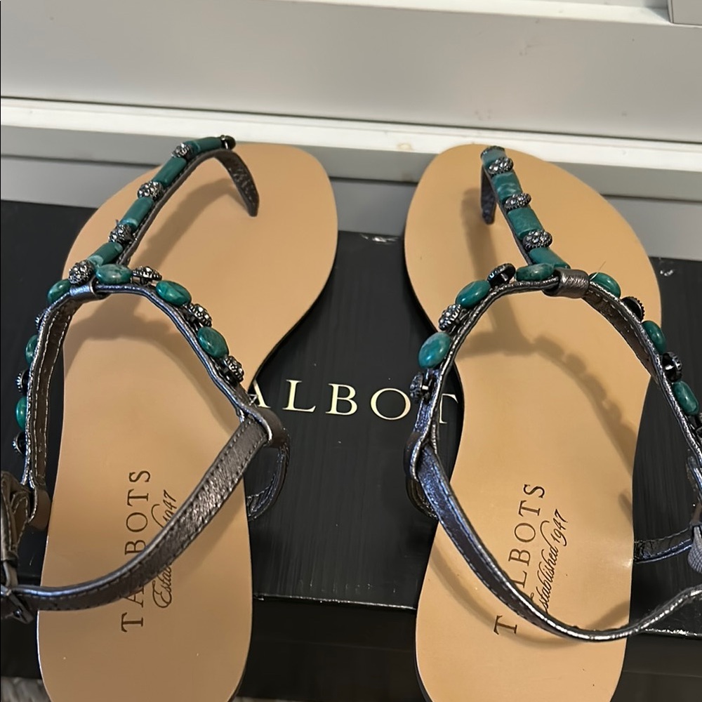 Talbots Green Beaded Sandals - Picture 3 of 5